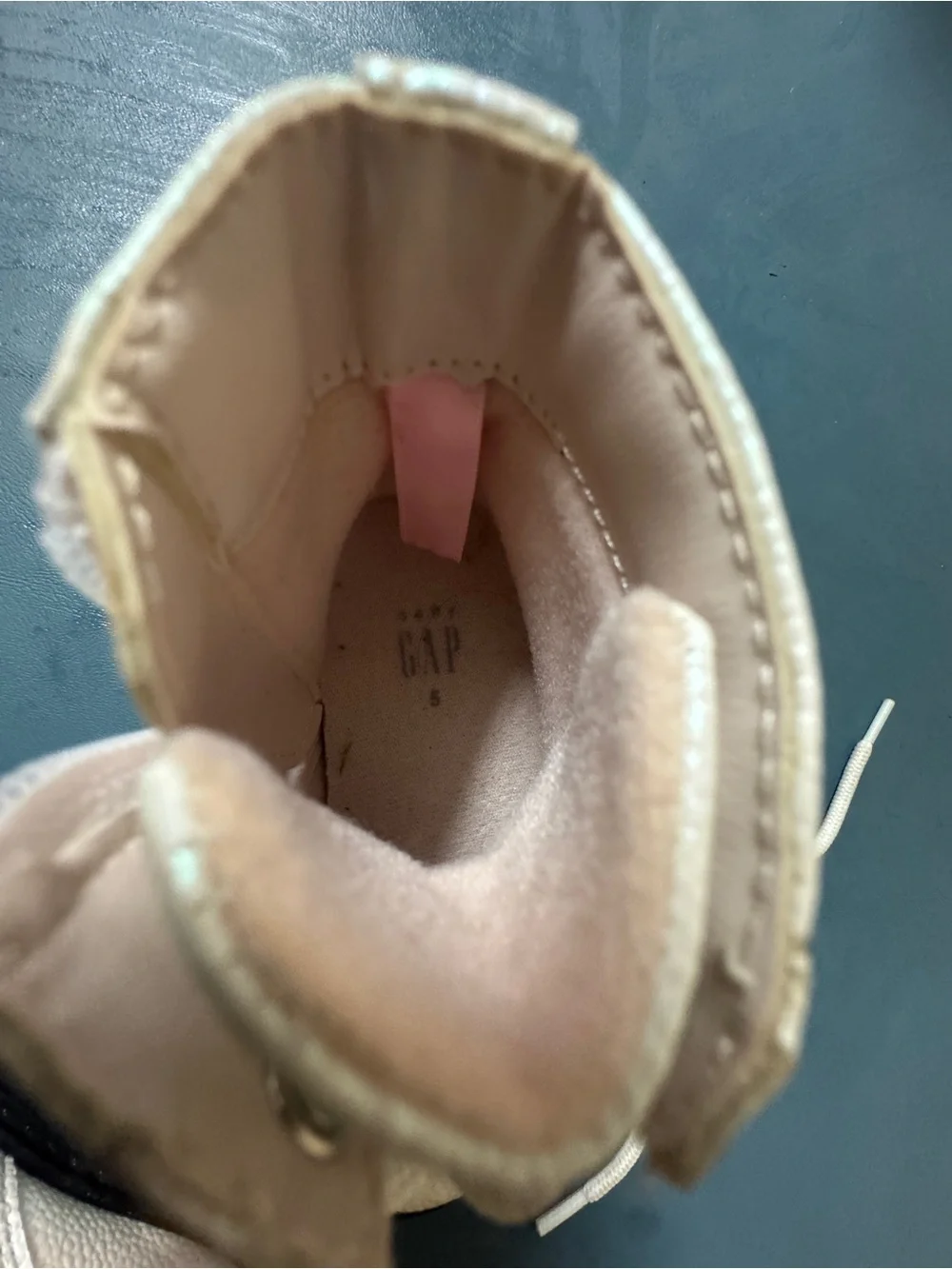 Gap Toddler Bootie Lace up side zipper size 5 irredescent